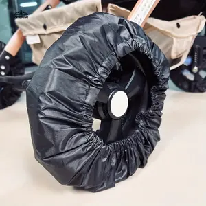 2PC Large Universal Wide Compatibility Stroller Wheel Covers, Polyester Dustproof Wheel Protectors for Baby Carriages and Pushchairs, Outdoor Wheel Protection