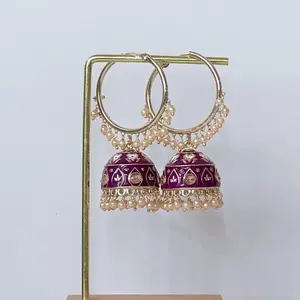 Bollywood Polki Choker Set with Jhumka and Tikka