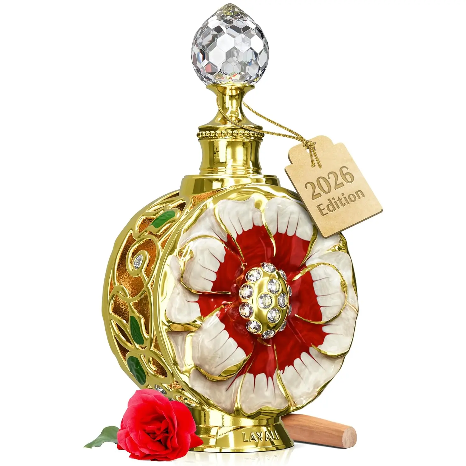 Swiss Arabian Layali Rubis Perfume Oil for Women 0.5 oz — Pear Bergamot Bulgarian Rose Arabian Attar | Fruity Floral Woods | Alcohol-Free Long Lasting CPO Fragrance