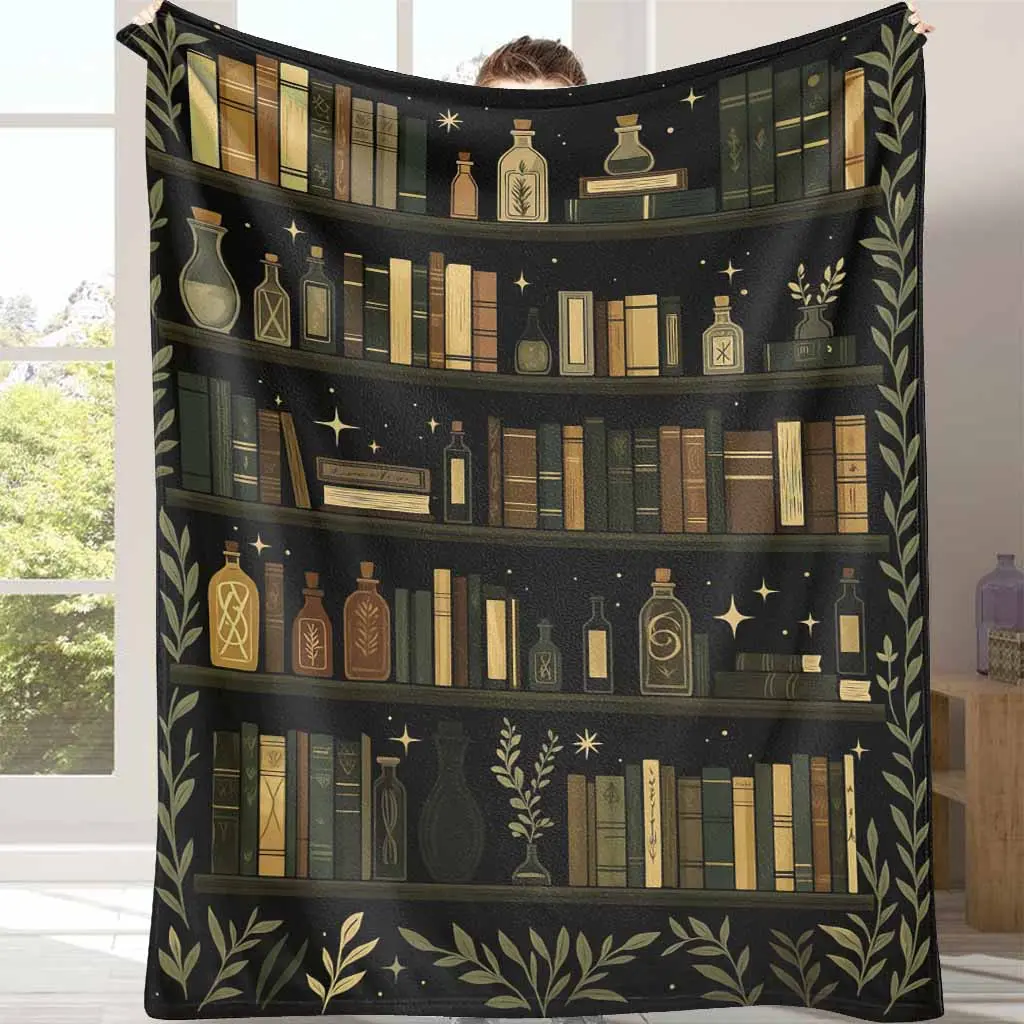 Vintage Bookshelf Throw Blanket, Cozy Library Decor, Soft & Warm Blanket, Unique Book Lover Gift, Best Selling Novelty Blanket Home Decor tiktokshopspringglowup