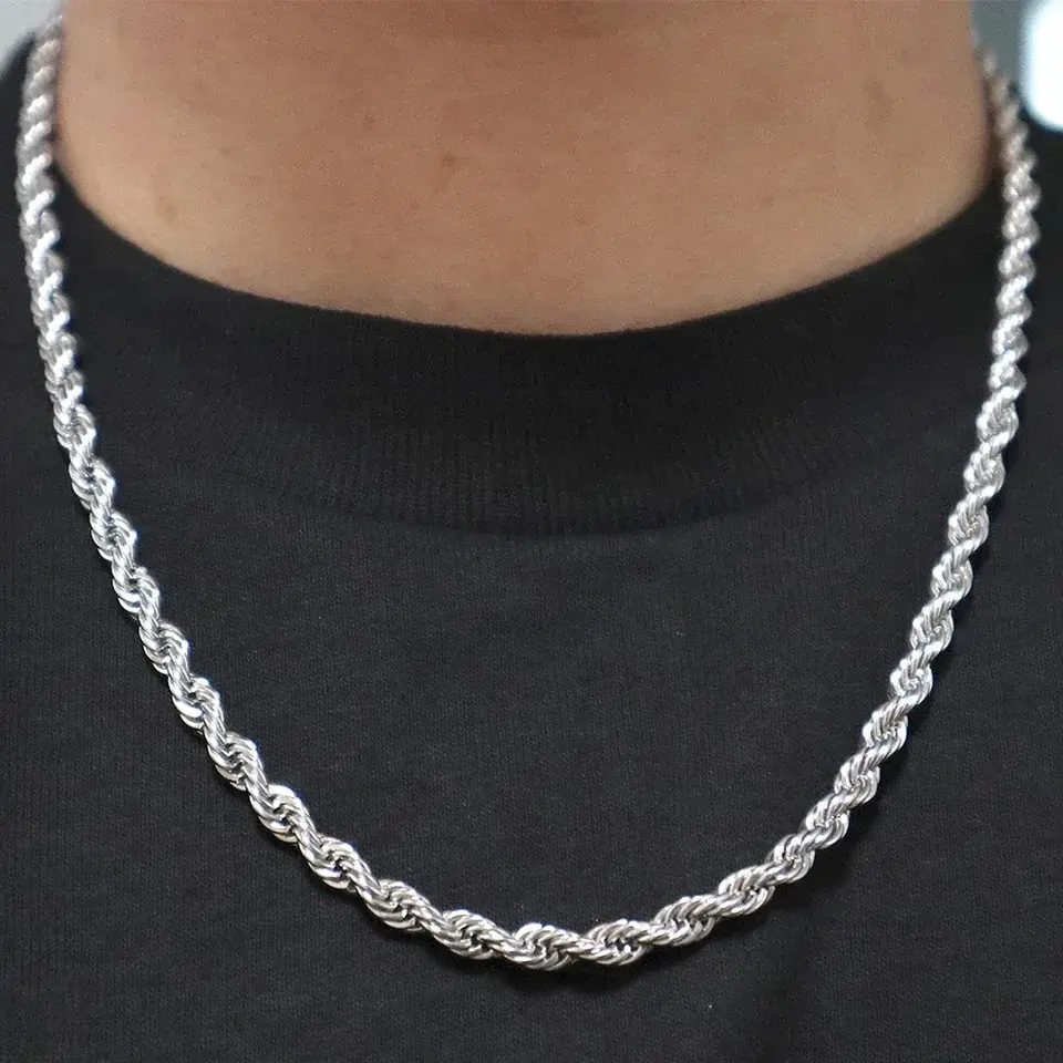 4mm 925 Sterling Silver Plated Stackable Cuban Link Chain Necklace for Women & Men, 20-24 In Everyday Hypoallergenic Waterproof Jewelry, Thoughtful Gift for Him or Her, Silver Stacking Choker