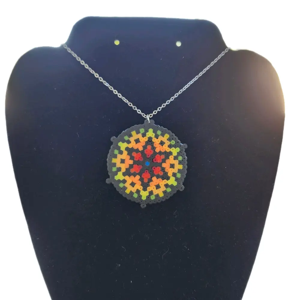 Mandala style perler necklace