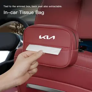 Car Tissue Box Holder Nappa Leather Car Center Console Armrest Napkin Box Sun Visor Backseat Tissue Case with For KIA K5 K9 Sorento Ceed Sportage Carnival Stinger Forte Niro Cadenza Soul Cerato EV6 Stonic Cerato Telluride Proceed RIO Borrego Seltos Picant