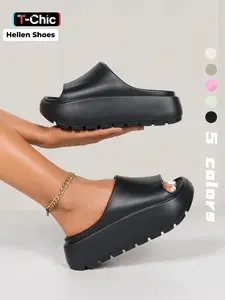 Women's Comfortable Platform EVA Slides—Everyday Non-Slip, Height-Enhancing House Slippers. Available in Five Colors. Crafted from Stylish, Eco-Friendly EVA Material—A Summer Essential for Daily Fashion. Summer Beach Slippers