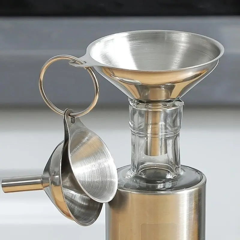 3pcs Stainless Steel Funnels, Large, Medium And Small Metal Funnels, Kitchen Gadget, Kitchen Cooking Utensils, Kitchen Utensils Gadgets, Durable Kitchenware, Modern Kitchen Gadgets