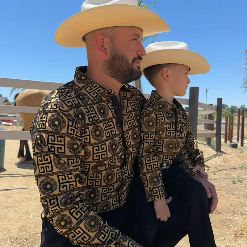 1 long sleeve shirt RIVAL Circles & squares Camel