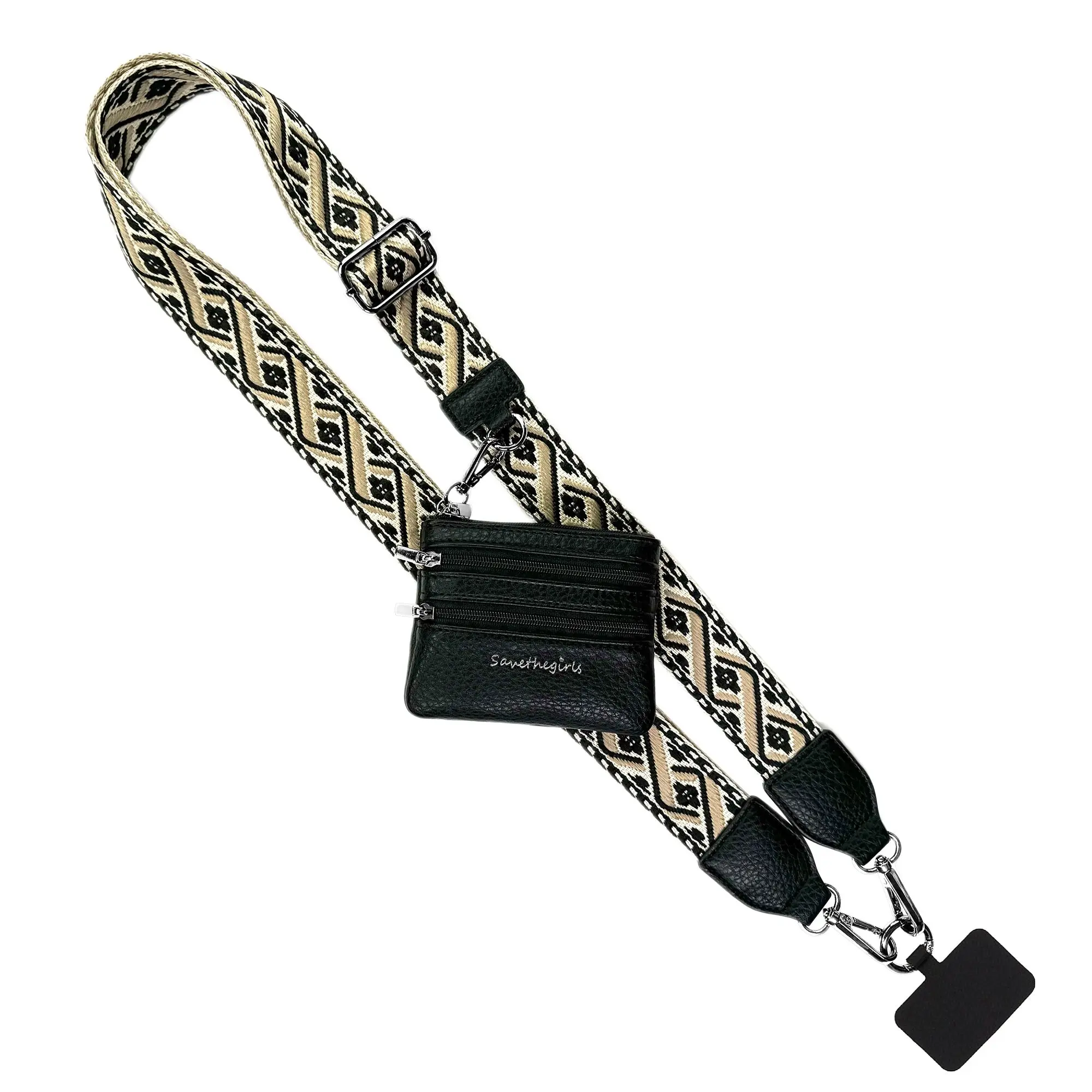 Clip & Go Strap w/Zippered Pouch XOXO, converts your phone case into a hanging cross body carrier, comes with (3) zippered change pouch