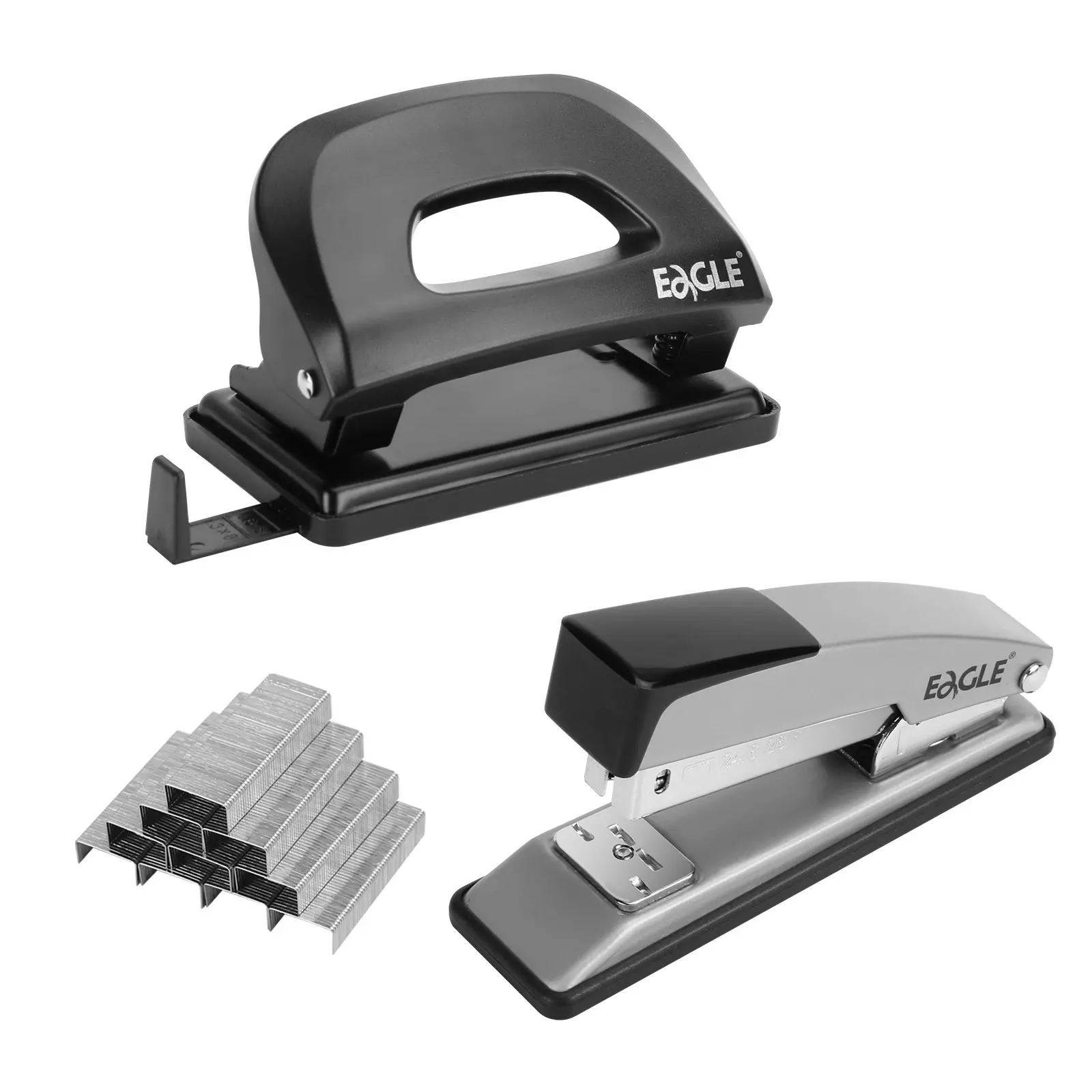 Stapler and Hole Punch Stationery Set, with 1,000 Staples, Desktop Manual Binding Supplies, Fit Loose-leaf Paper Punching, Document Organization, for Teaching and Office, Office Accessories