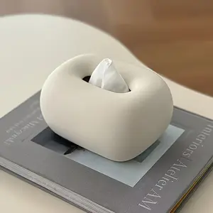 1pc Modern Minimalist Ceramic Tissue Box Holder - Sleek White Oval Design with Soft Interior, Stylish Home Decor for Living Room, Dining Table & Coffee Table Storage, Minimalist Home Decor