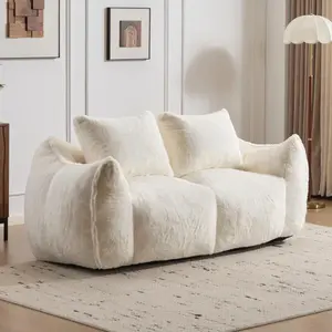 75" Modern Loveseat Sofa,Oversized Bean Bag Chairs for Adults,Plush Modern Boneless Loveseat,Bean Bag Couch for Reading,Mini Small Couches for Living Room,Bedroom,Apartment,Cream White