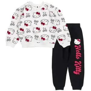 Hello Kitty Little Girls Fleece Sweatshirt and Jogger Pants Outfit Set White / Black 6