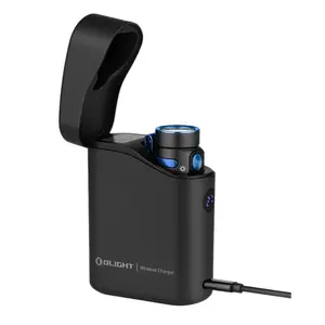 Olight Premium Edition Black Anodized White LED Flashlight Kit - 12/60/300/600/1300 Lumens, Stepless Dimming, Compact Design, Device-Charging Capability, Professional Lights for Home Improvement, Photographic Use