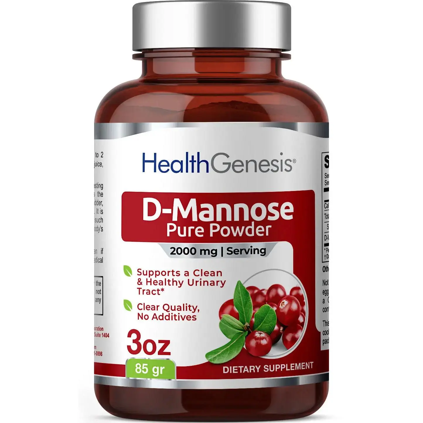 Biophix Health Genesis D-Mannose Pure Powder 2000 mg 3 oz 85 g Dietary Supplement for Urinary Tract Support Natural & Sugar-Free