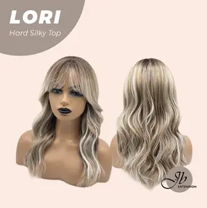 JBEXTENSION 20 Inches Scalpiana Wave Mix Blonde with Dark Root 3.5X4 Hard Silky Top Natural Scalp Effect Wig LORI