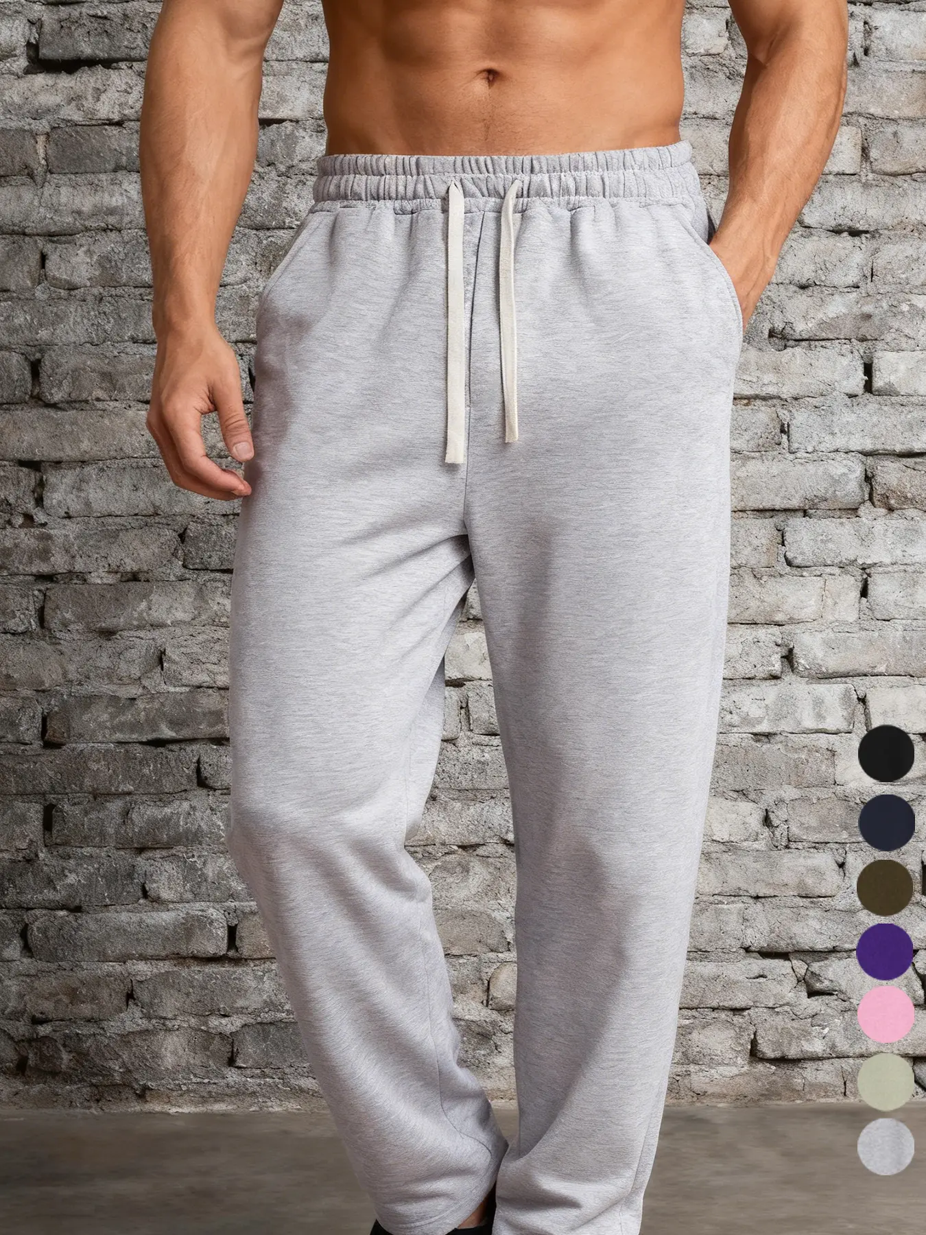 Men's Fleece Jogger Sweatpants - Classic Solid Basic Style with Elastic Drawstring Waist, Casual Athletic Jogging Pants Suitable for Gym & Leisure Wear (Multiple Colors Available) Athleisure Track Pants