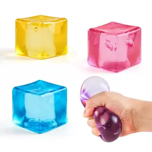 Advanced Cube – Extra-Large, Ultra-Hard Gel Squeeze Stress Relief Toy |     Stress relief ball for adults, featuring a non-sticky, odorless shell and a reinforced double-sealed design to prevent leaks, suitable for high-intensity use |     1-piece pack, b