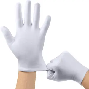 10 Pairs White Cotton Gloves Washable Stretch Material for Dry Hands Sleeping Eczema Moisturizing for Men and Women