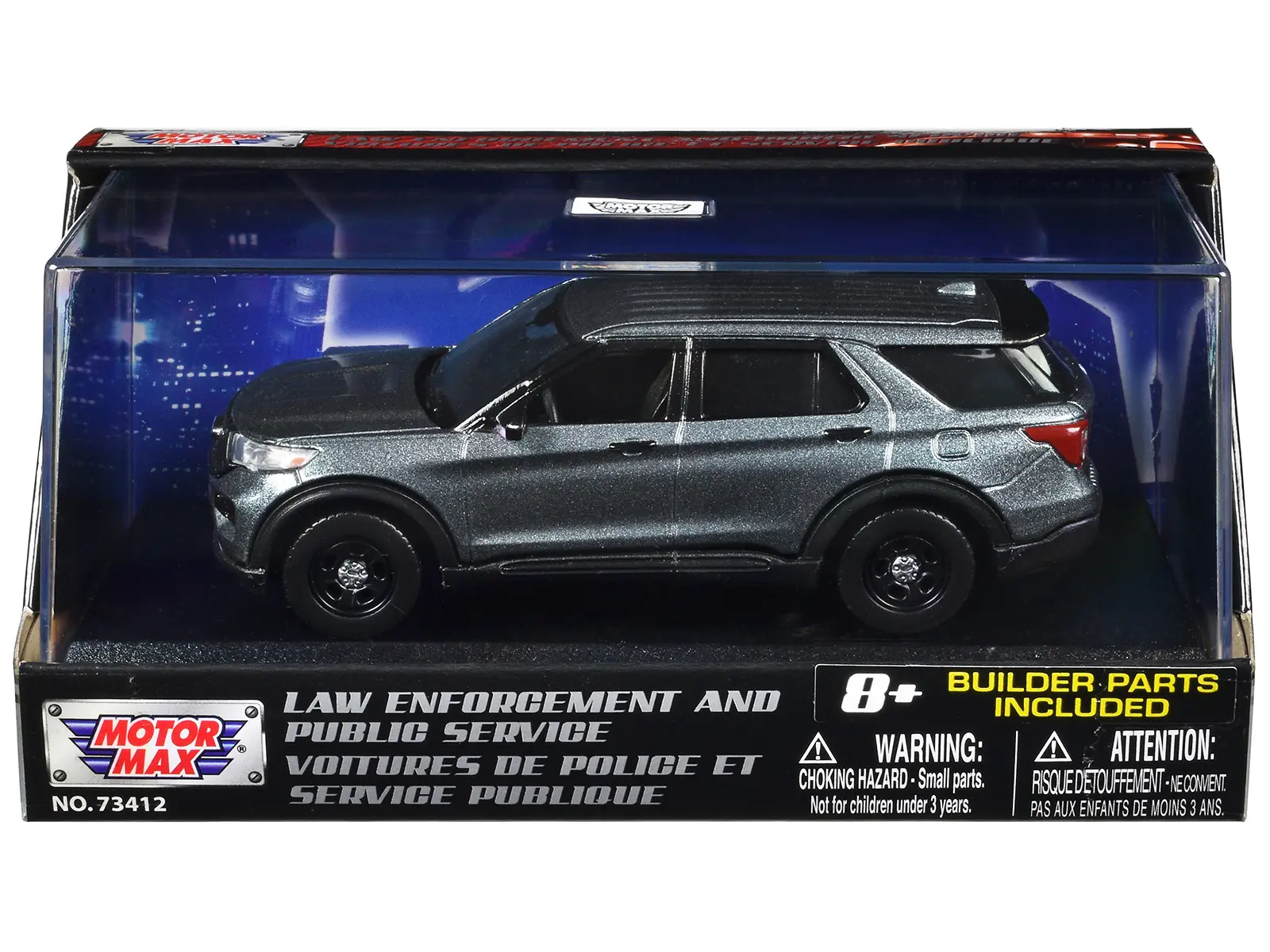 2022 Ford Police Interceptor Gray Metallic Unmarked "Law Enforcement & Public Service" Series 1/43 Diecast Model Car by Motormax