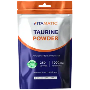Vitamatic Pure Taurine 1000mg 250 Servings - Non-GMO, Gluten Free