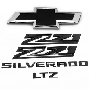 Emblem Kit for 2022+ Chevy Silverado 1500 Z71 LTZ Grille Bowtie Badges (Chrome / Gloss Black) 5pack Waterproof, Scratch-Resistant, Easy Installation