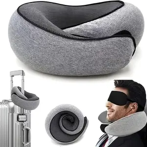 Snail Design Travel Neck Pillow, 1 Count Supportive Ergonomic Memory Foam Neck Pillow with Storage Bag, Breathable Polyester Pillow, Hand Washable Pillow for Long Flights & Airplane Sleep Comfort