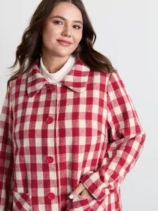 【Neck-Lengthening】Bloomchic Vintage Gingham Doll Collar Pockets Coat for Spring and Winter Cruise 2026 Spring Break Gift For Easter's Day Mother's Day