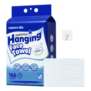Matern'ella Hanging Face Towel 166 Counts Facial Cleansing Dry Wipes Thickened Makeup Remover Disposable Soft Face Towelettes for Sensitive Skin Fragrance Free Alcohol Free Wet and Dry Dual Use Daily Clean towel