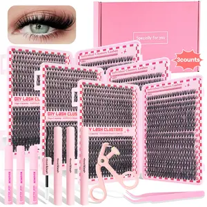 3 Counts Gift kit, DlY Eyelash Extensions, Natural Look DIY Eyelash Extensions Set, FalseEyelashes Set 9-16mm, with Bond and Seal, Professional Accessories for Women Makeup, Eyelash Clusters,Glue ,Individual Eyelashes Kit, Eyelash Extensions Kit,Cosmetic