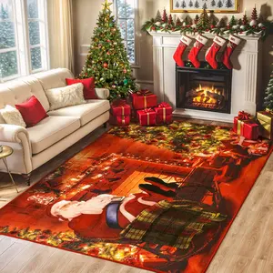 Christmas Rugs Indoor, Santa Claus Fireplace and Christmas Tree Area Rugs, Washable Non-Slip Anti-Skid Carpet Mat for Bedroom Living Room Laundry Room Indoor, Holiday Home Decoration,2x3,2x6,3x5,4x6 Feet rugs living room
