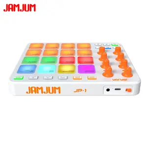 JAMJUM  Wireless Midi Drum Pad, 16 RGB Backlit APP Compatible, PC/mobile Friendly, Ideal for Music Creation