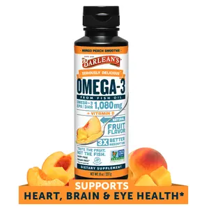 Barlean's Seriously Delicious Omega 3 Fish Oil Supplement for Brain, Joint, & Heart Health, 8 oz