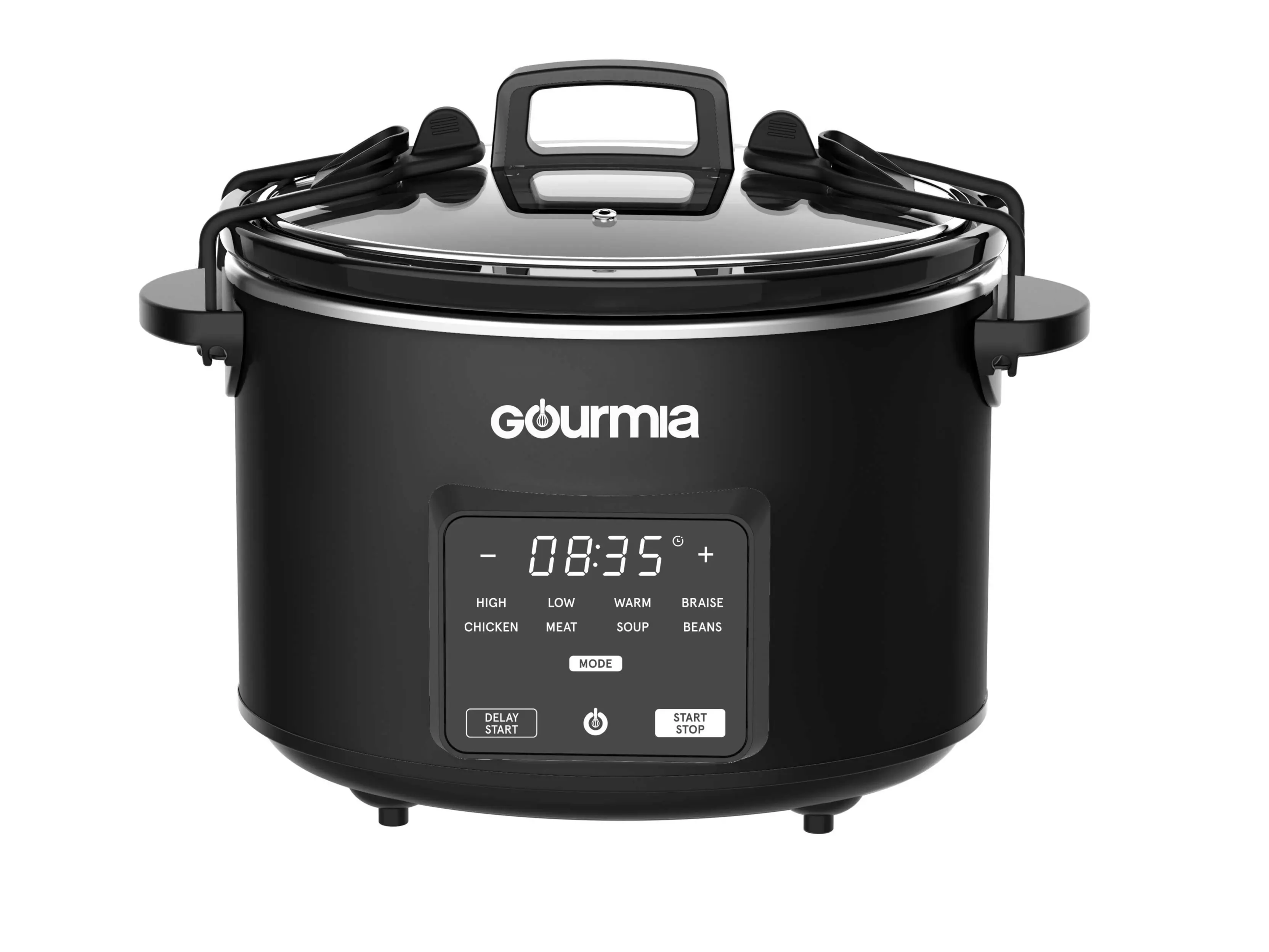 Gourmia Programmable Slow Cooker For Fast Meal Prep 4.5 Qt Capacity Digital Controls Auto Keep Warm Machine Black