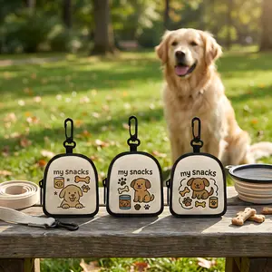 1pc PZUQIU Dog Treat Pouch Bag with Hook & Zipper Closure - Cute Puppy Print Suitable for Dog Training, Daily Use, Treat Holder for Puppy Walking, Gifts for Pet Owners, Hands-Free Snack Carrier for Obedience Rewards