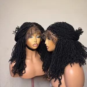 Kinky braids in 10-12 inches, 360 full hair blend lace, perfect for all occasions. Medium  Cap size :21.5– 22.5”