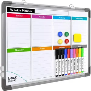 Small Weekly Calendar Dry Erase Whiteboard for Wall, 16" x 12"  Dry Erase Board,  Double-Sided White Board, Portable Board for List, Kitchen, Planning, Memo, , Office