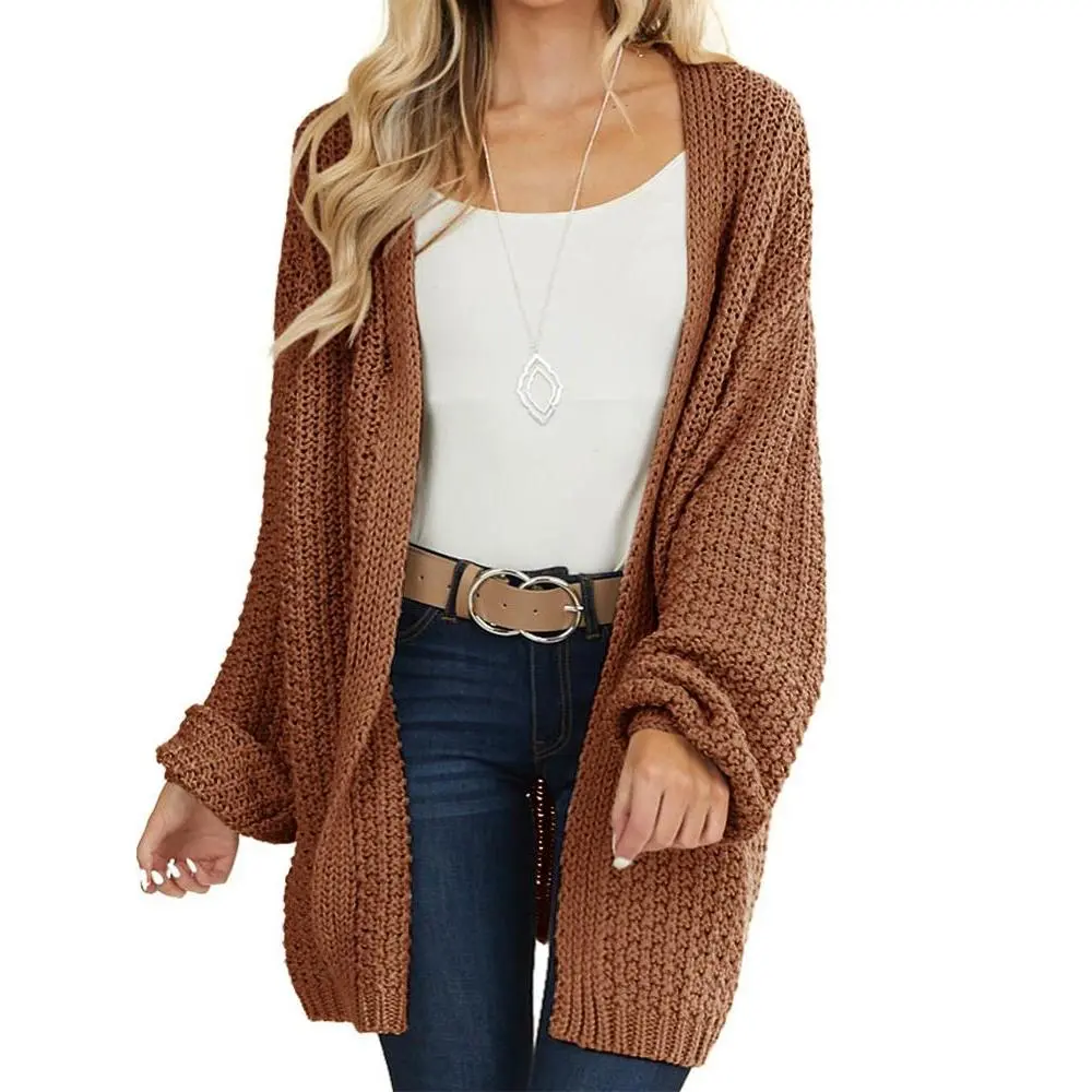 Women's Plus Size Chunky Casual Oversized Open Front Cardigan with Batwing Longsleeves, Perfect Birthday Gift, Knitwear, Crochet, Soft, Kimono, Garment, Lightweight, Solid, Tops, Cardigan For Women, Casual Loose, Work, Lazy Outfit