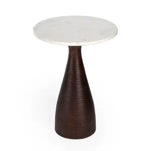 Julia Marble Pedestal Side Table in Dark Brown 5627140