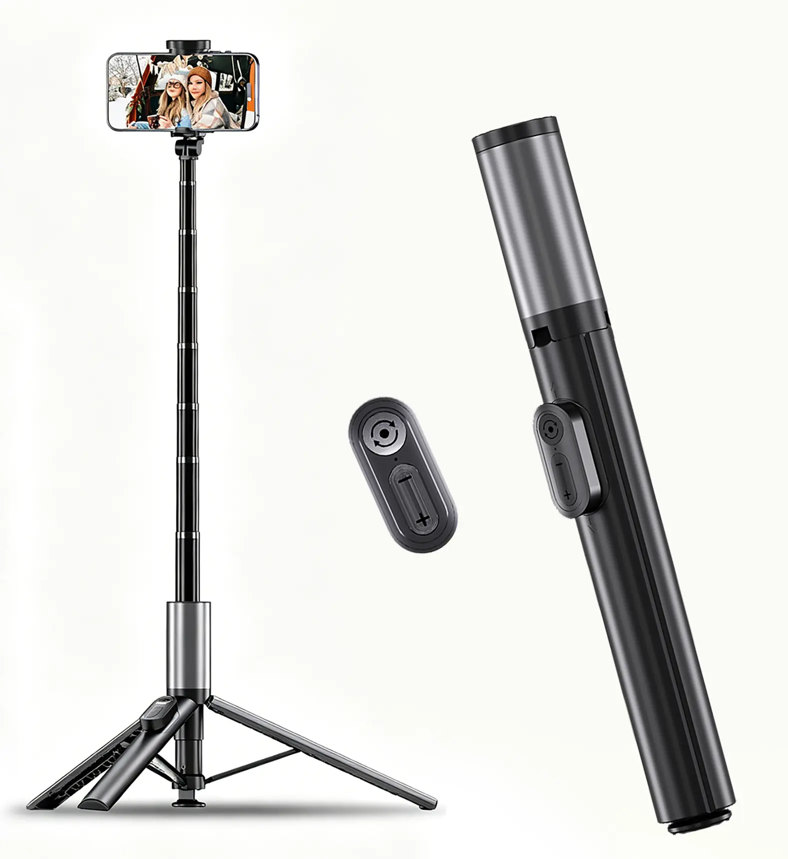 2026 new 5-in-1 63" phone tripod model, auto-opening phone tripod and portable selfie stick tripod with remote, phone tripod stand for video recording, travel tripod for cell phones, compatible with iPhone/Android
