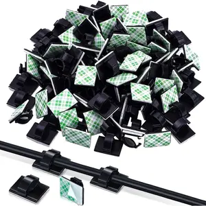 100 Pieces Adhesive Cable Clips Wire Clips Cable Wire Management Wire Cable Holder Clamps Cable Tie Holder for Car, Office and Home