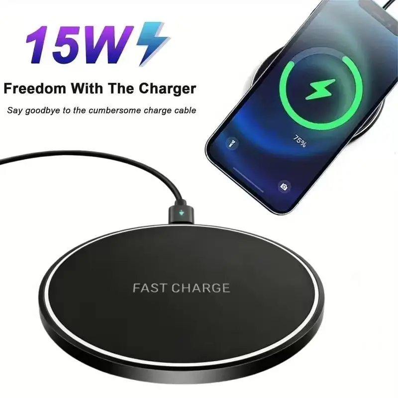 Wireless Charger Pad, 15w Fast Wireless Charging Phone Wireless Charging with LED Light, Compatible with iPhone 8-17, Samsung S24/s23, Desktop/office Use, Smartphone, Electronic Smartphone Charger