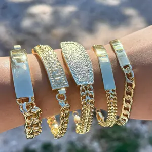 Esclavas de hombre grabadas con nombre Gold Plated (Leer Descripción)