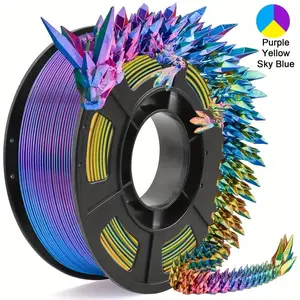Silk Pla 3D Printer Filament, Three-Color Silk, Suitable for Most Fdm Printers, 250g Spool, 1.75mm Pla Filament, 0.45 Lbs