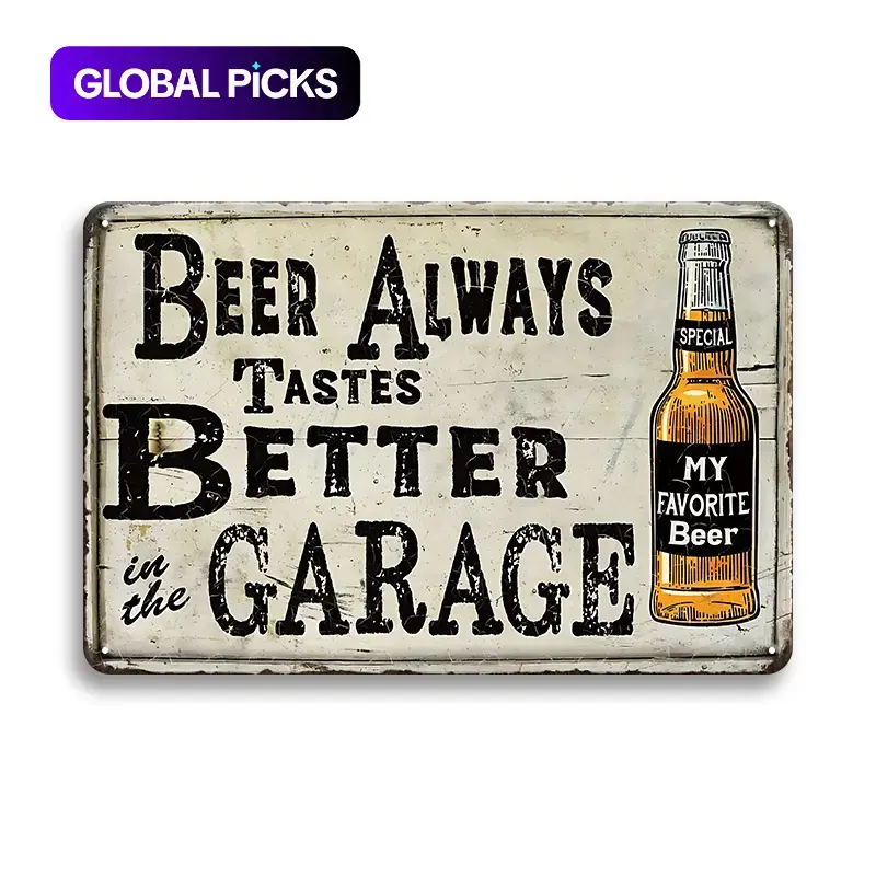 Retro Metal Tin Sign, Beer Letter Pattern Vintage Plaque, Decorative Wall Sign, Vintage Garage Signs, Wall Art Decor for Garage, Restaurant, Cafe, Bar, Club, Home Living Room, Rustic Farmhouse Home & Business Decoration #GLOBAL PICKS