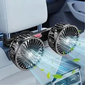 Car Cooling Fans for Backseat, Dual Head Car Fan for Backseat Kids, 360° Rotatable 3-Speed Powerful Wind, Air Circulation Fan with Adjustable Clips for Vehicles RV SUV, High Speed Fan