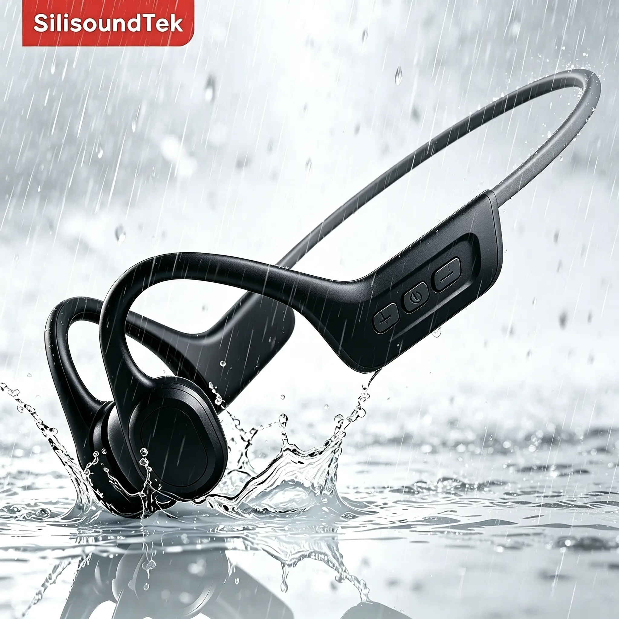 SST S800C Bone Conductor Open Ear Earphones, Wireless Headset, Bluetooth 5.3, IPX7 Waterproof, 10H Playtime, Magnetic Charging Earbuds with Mic, for Swimming, Running (Built-in Battery)
