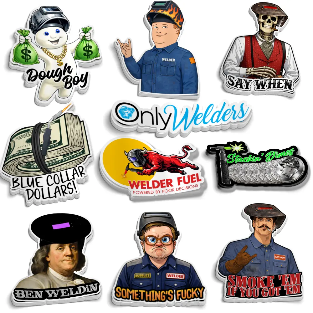 Funny Welder Sticker Pack – Water-Resistant Matte Vinyl Decals for Welders – Pack of 10