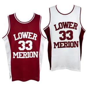 Men's Basketball Jersey Lower Merion high school 33 Bryant Sewing embroidery Outdoor sports jerseys Cheap high quality cotton summer sportswear 2025 Red White Mesh breathable Sleeveless training suit Gym Workout Clothes Gym Workout Tops S-3XL