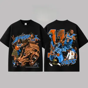 Retro Jalen Brunson 11 Graphic Tee 100% Heavy Cotton Oversized Vintage Washed Streetwear Shirt Brunson Burner NY Basketball Fan Apparel Unisex Aesthetic T-Shirt Best Holiday Sports Gift For Men Women Trending Hip Hop Drop Shoulder Tops Daily Wear
