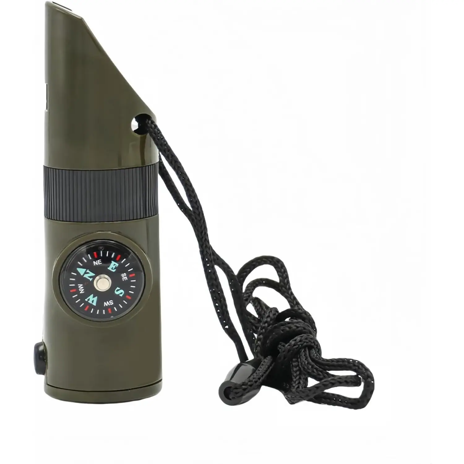 7-in-1 Whistle Survival Kit in Shock-Resistant ABS Plastic, a Multi-Function Tool with Waterproof Compass, Magnifying Mirror & Adjustable Strap for Outdoors, Glow In The Dark, Hiking, Led Light