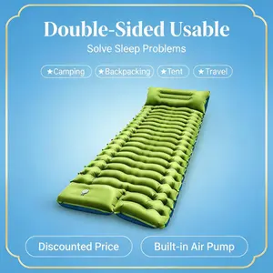 Self-Inflating Camping Sleeping Mat - Built-in Pump, Ultra-Light & Durable. Compact Design with Carrying Bag, Perfect for Backpacking/Camping & Side Sleepers!